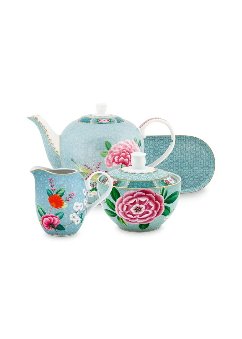 Blushing Birds Thee Set/4 Blauw