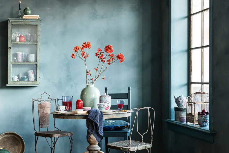 Flower Festival Cappuccino Kop & Schotel Lichtblauw