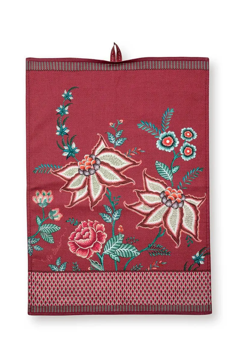 Flower Festival Tea Towel Dark Pink