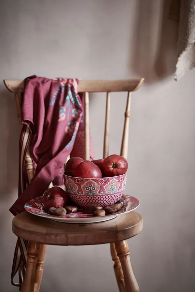 Flower Festival Tea Towel Dark Pink