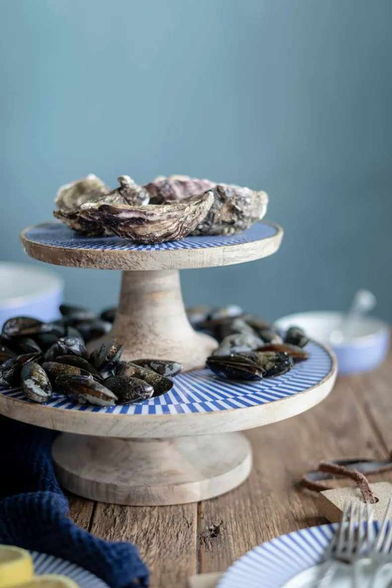 Houten Plateau Blauw 22 Cm