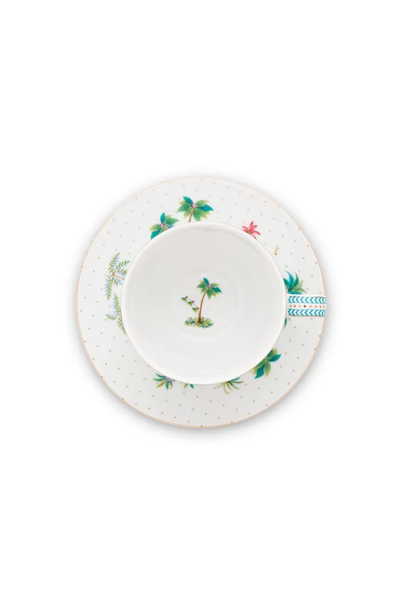 Jolie Set/2 Cappuccino Kop & Schotel Dots Gold