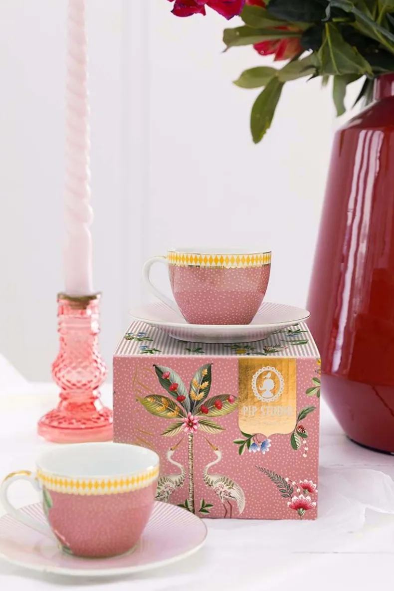 La Majorelle Set/2 Espresso Kop & Schotel Roze