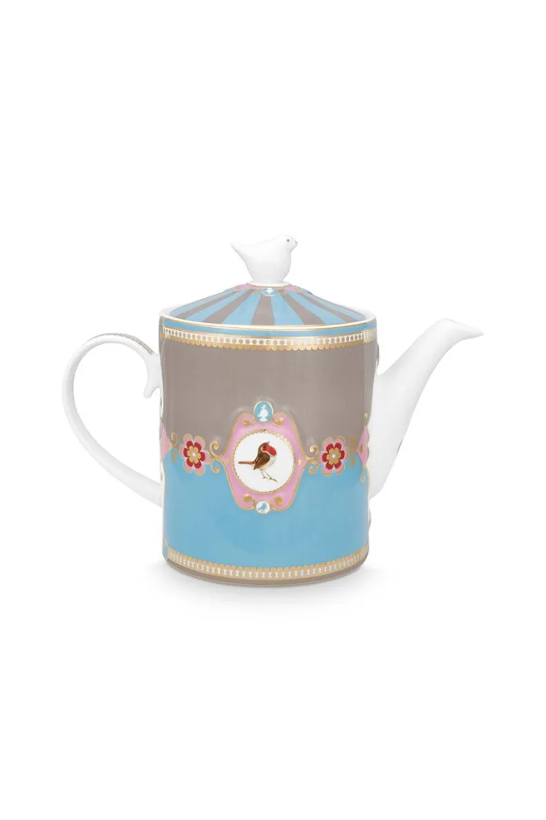 Love Birds Theepot Medium Blauw/Khaki