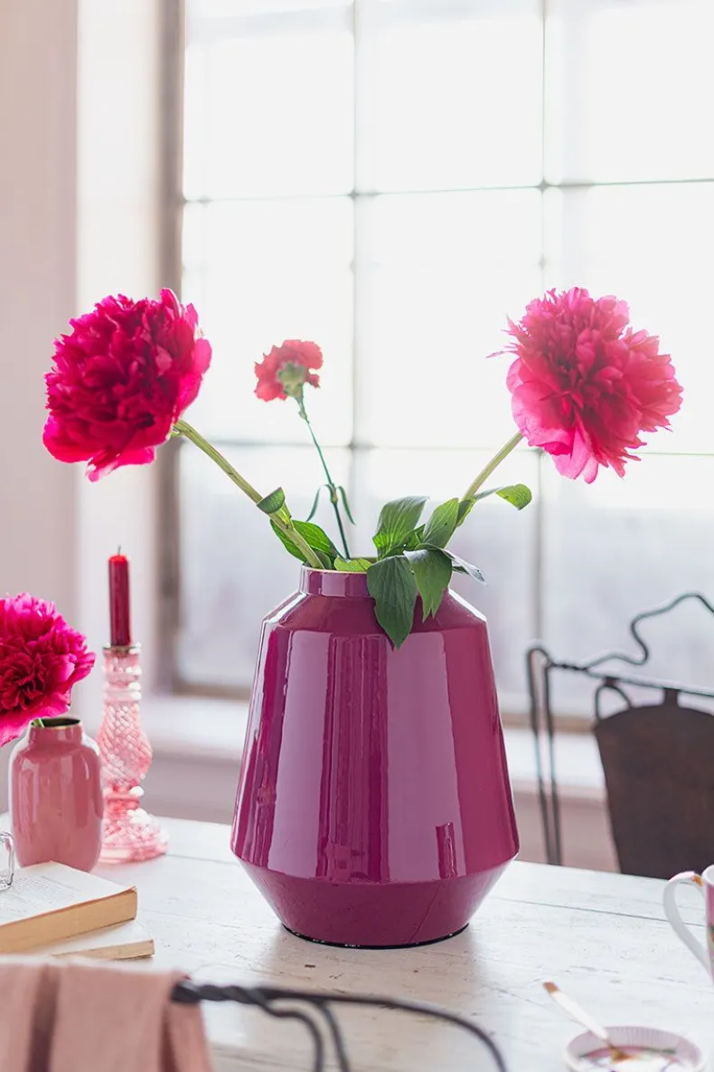 Metalen Vaas Roze 29 Cm