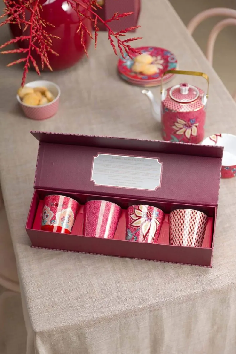 Oriental Flower Festival Set/4 Mokken Donker