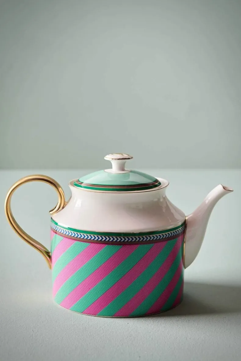 Pip Chique Stripes Theepot Groot Roze/Groen