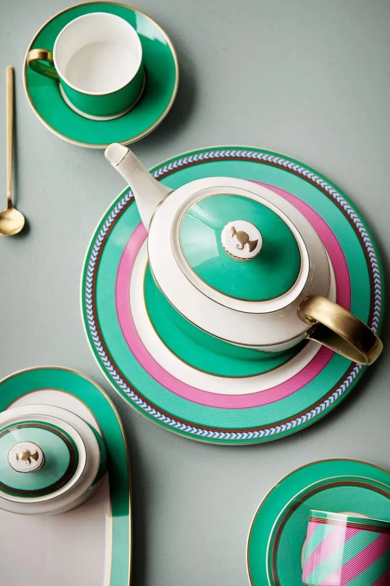 Pip Chique Stripes Theepot Groot Roze/Groen