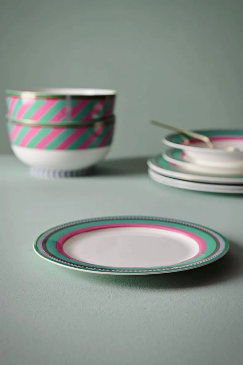 Pip Chique Stripes Ontbijtbord Roze/Groen 23Cm