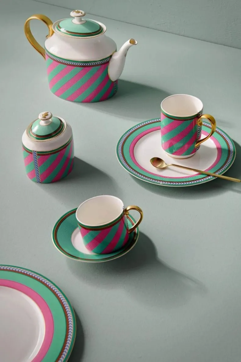 Pip Chique Stripes Ontbijtbord Roze/Groen 23Cm