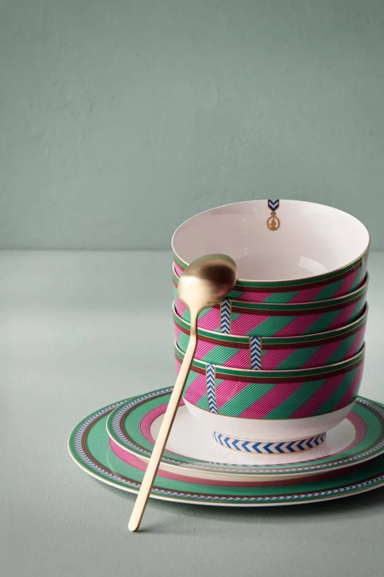 Pip Chique Stripes Ontbijtbord Roze/Groen 23Cm