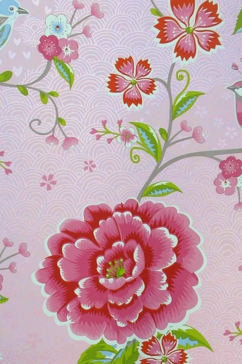 Pip Studio Birds In Paradise Vliesbehang Roze