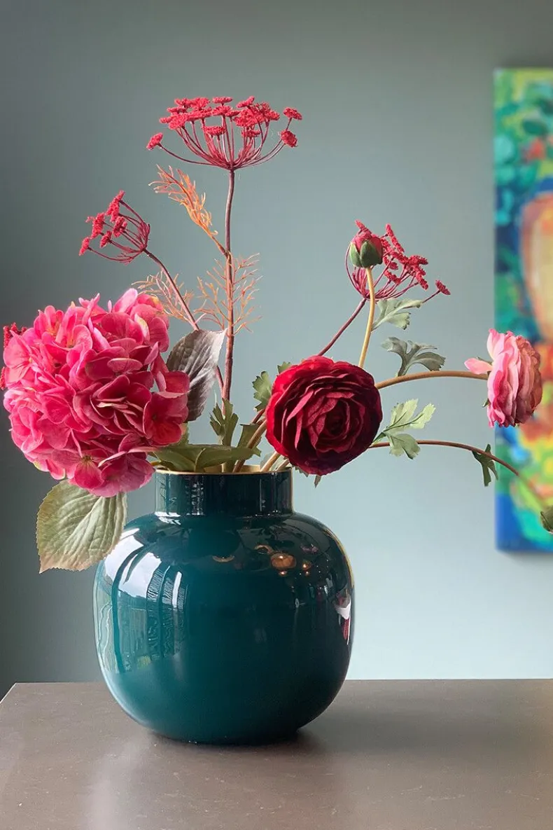 Ronde Vaas Metaal Donker 25 Cm