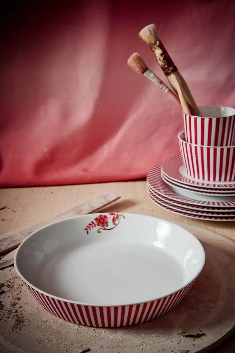 Royal Stripes Diep Bord Donkerroze 21.5Cm