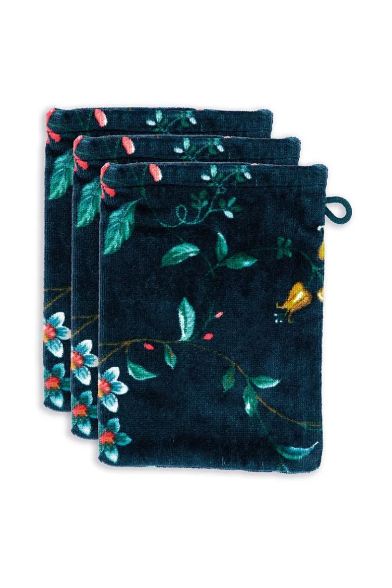 Washandje Set/3 Les Fleurs Donker 16X22 Cm