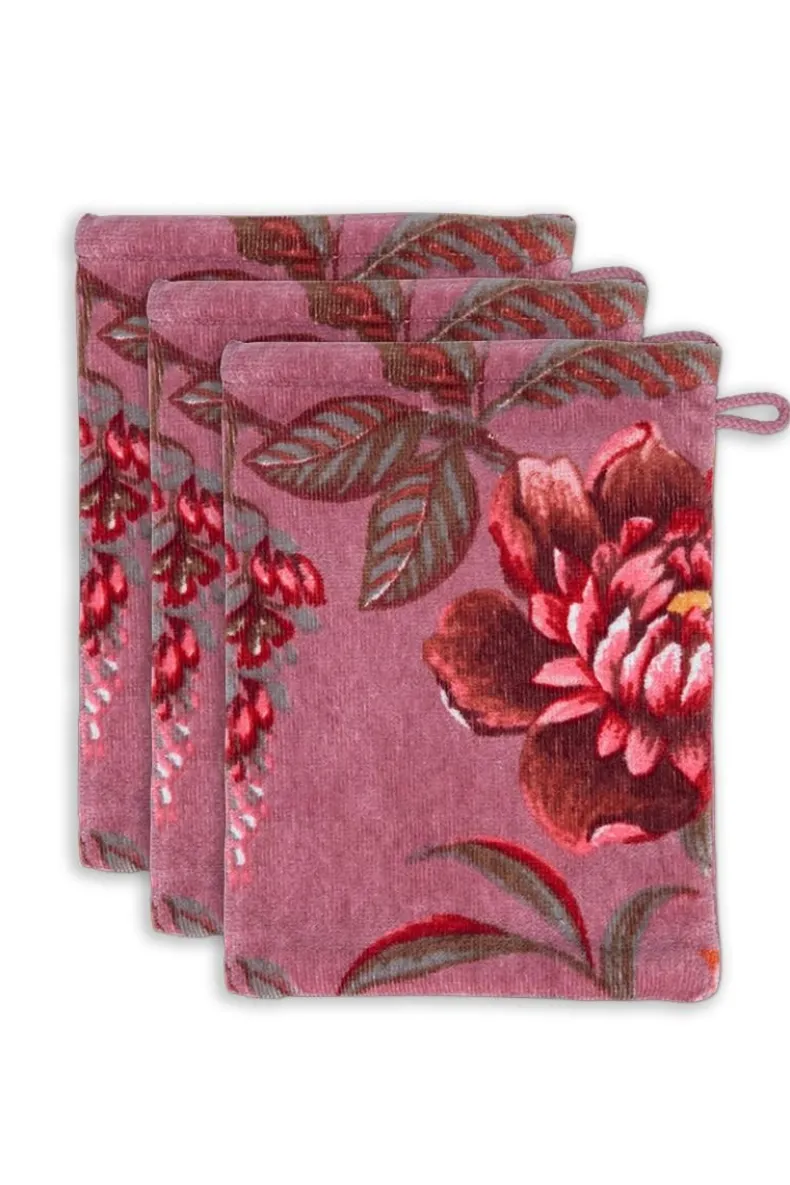 Washandje Set/3 Secret Garden Mauve 16X22Cm