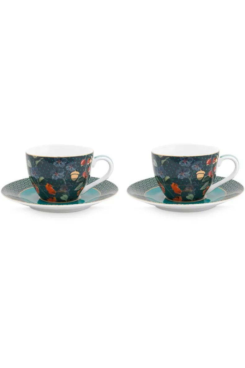 Winter Wonderland Set/2 Espresso Kop & Schotel Donkerblauw
