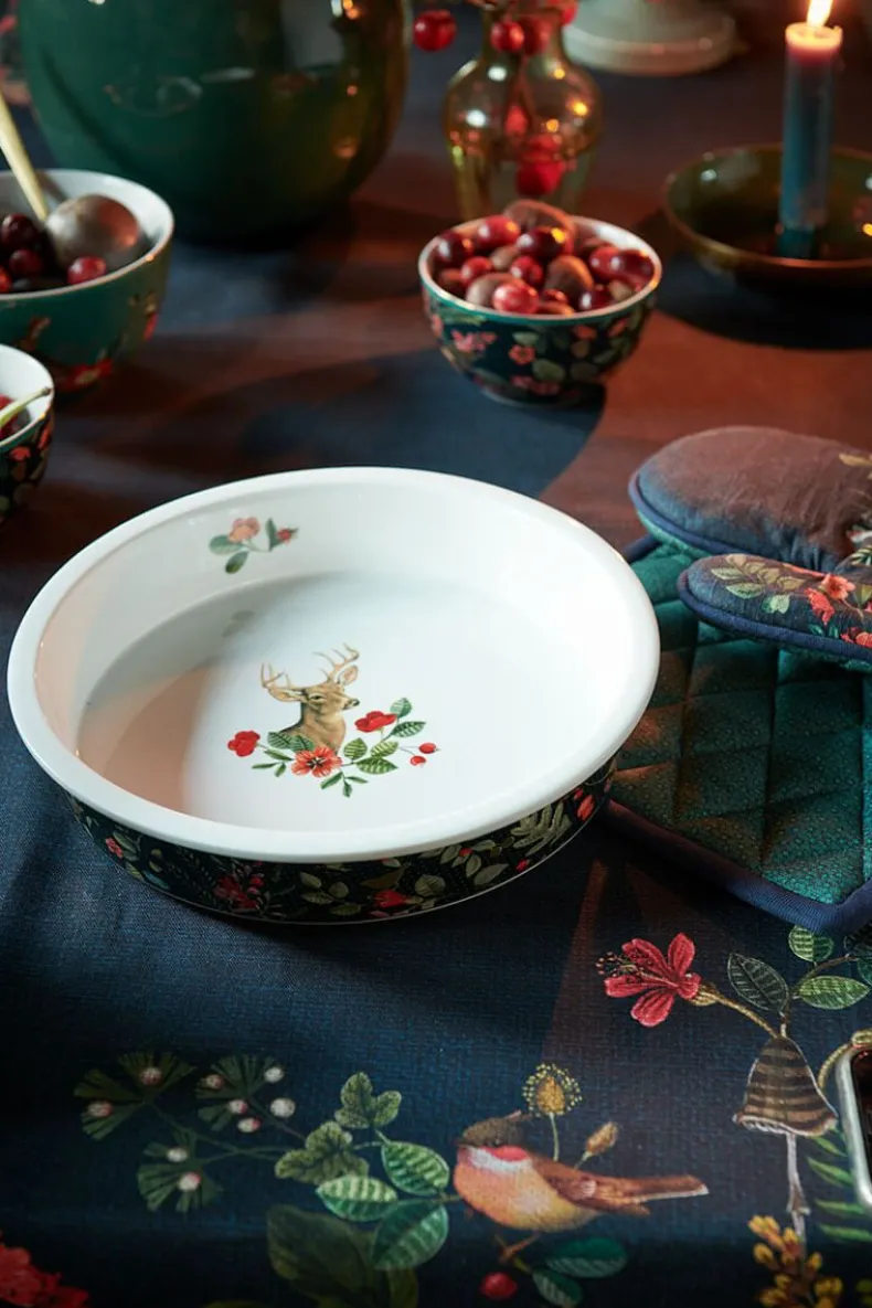 Winter Wonderland Serveerschaal Rond Donkerblauw